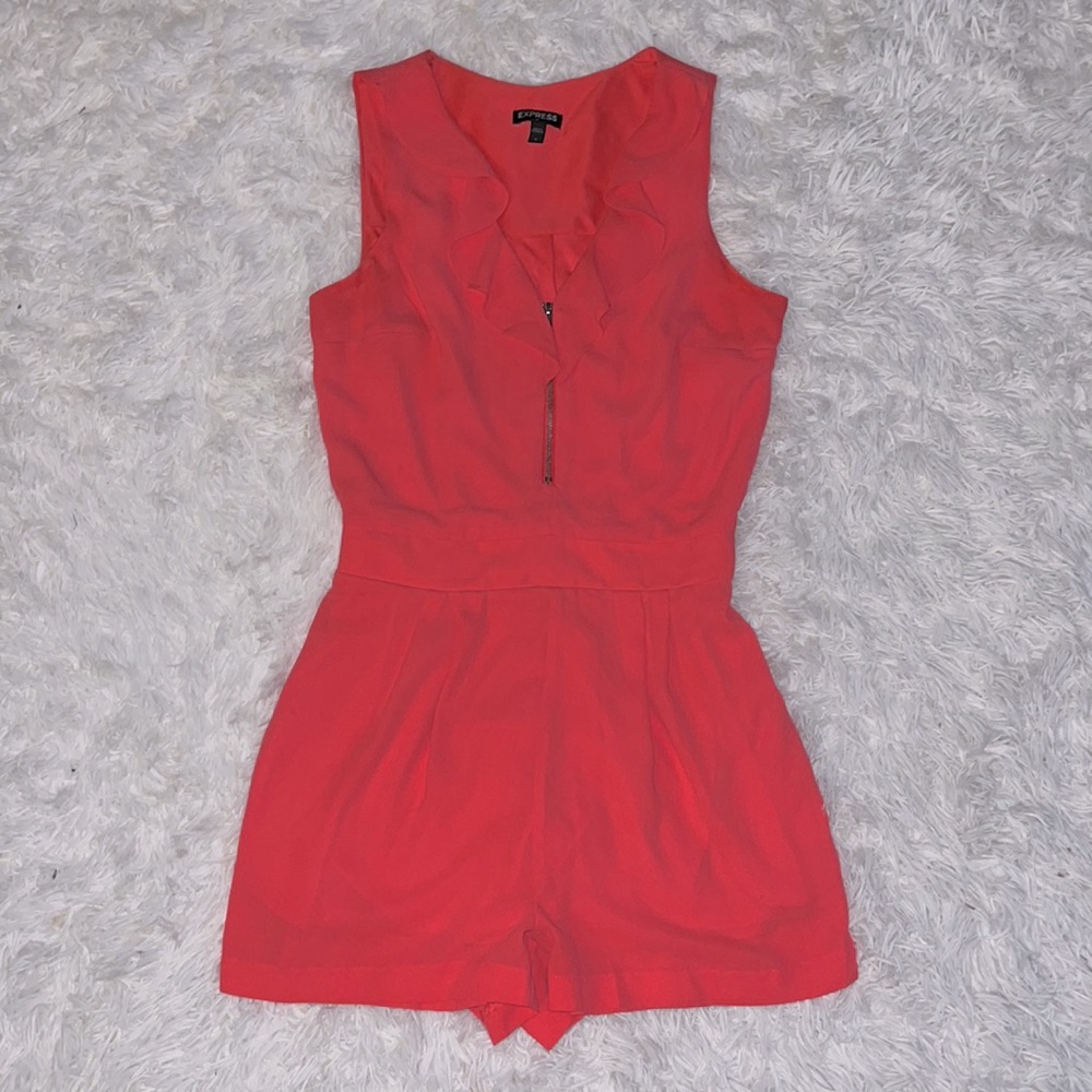 Express Coral Pink Ruffled Romper Size 0